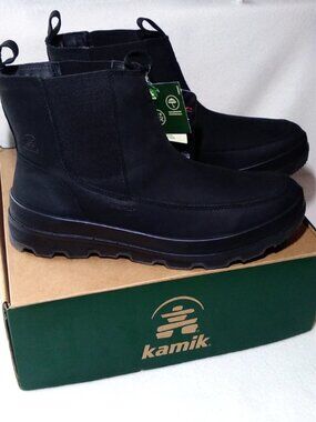 Kamik Inception C Men's Boots Size 13  Black Waterproof Insulated Slip-On Winter